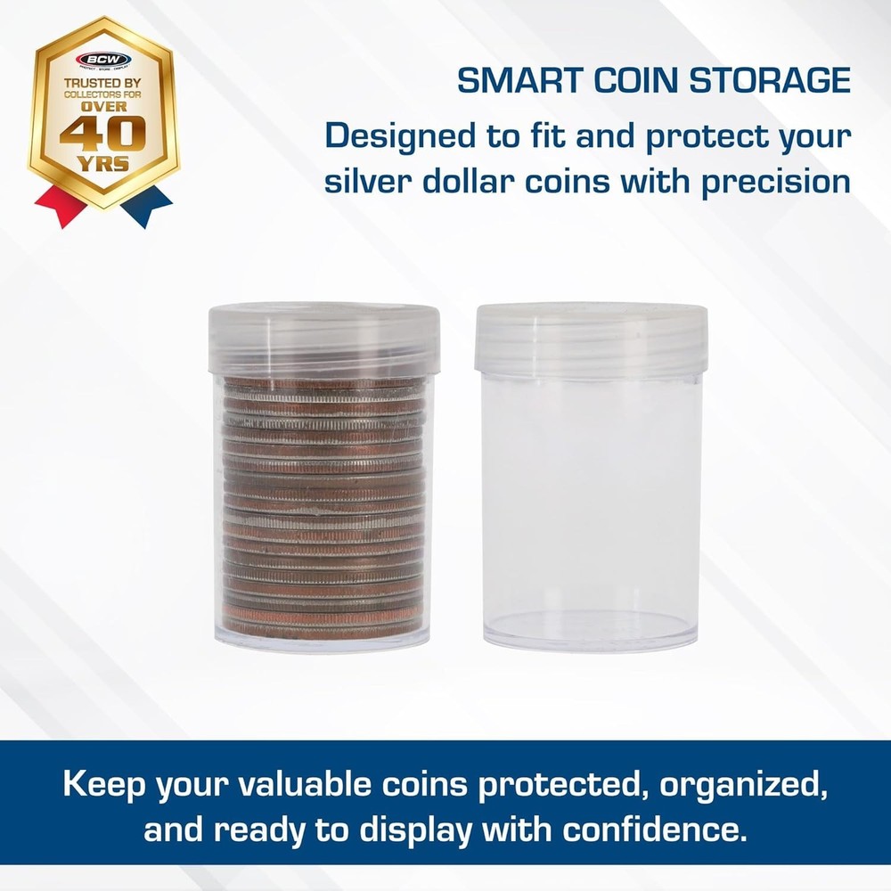 Coin Tubes for Silver Dollars - 10 Pack | Holds "Eisenhower" Dollar | Durable...