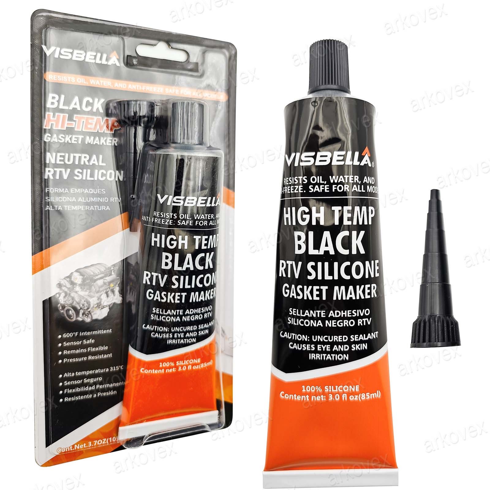 2X 3.7oz RTV Silicone Instant Gasket Maker Sealant Tube Black High Temperature
