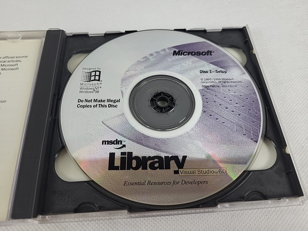 Microsoft MSDN Library Visual Studio 6.0 2 Disc With Code Tested and Working