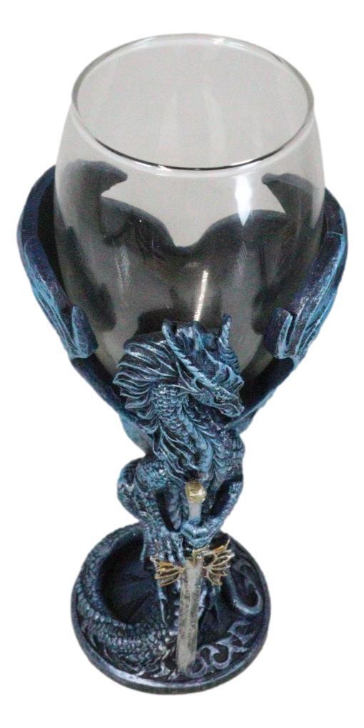 Fantasy Netherworld Blue Dragon Sea Blade Sword Glass Wine Goblet Chalice