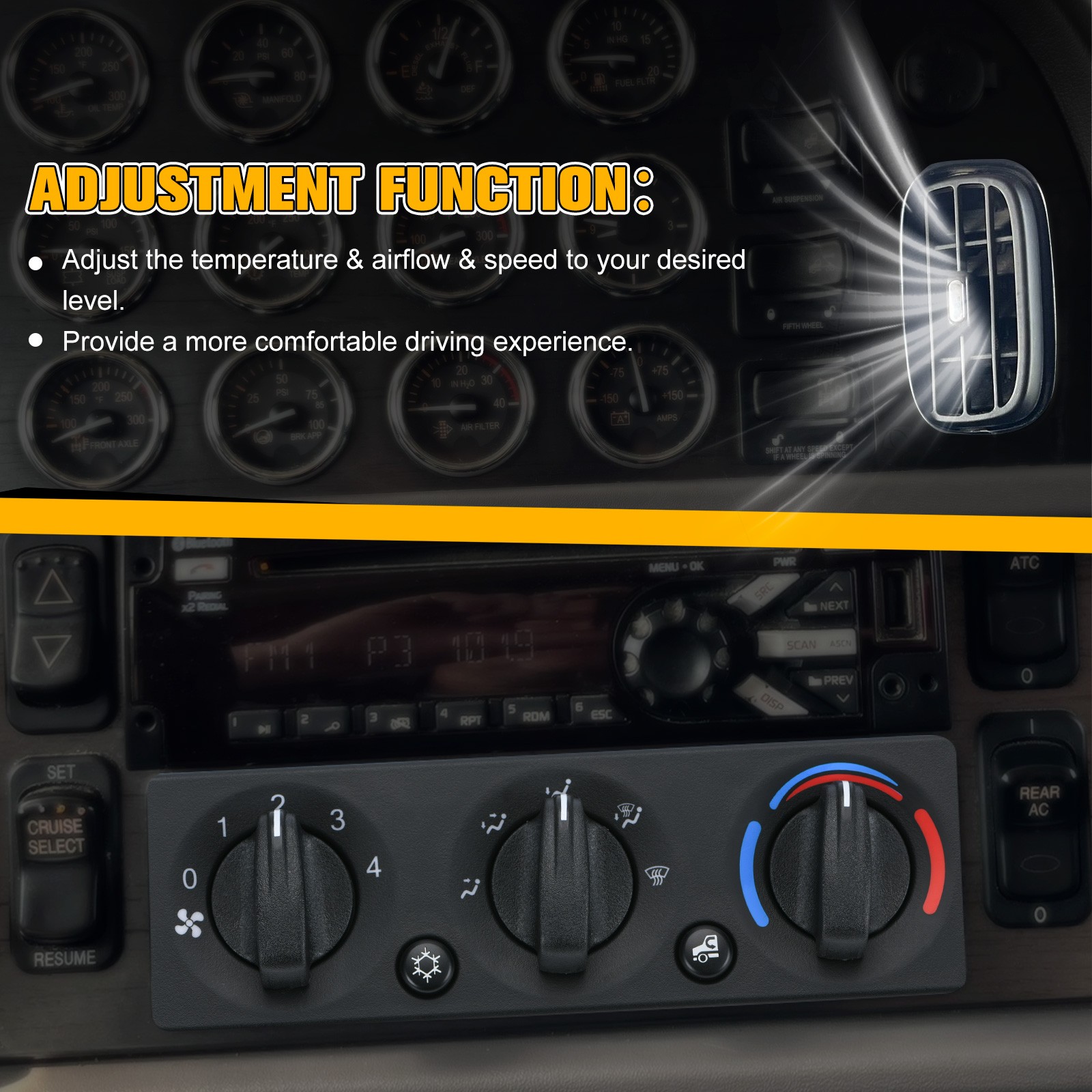 Q21-6012 1PCS HVAC CONTROL PANEL Assembly For Peterbilt 385 386 2008-2015 New