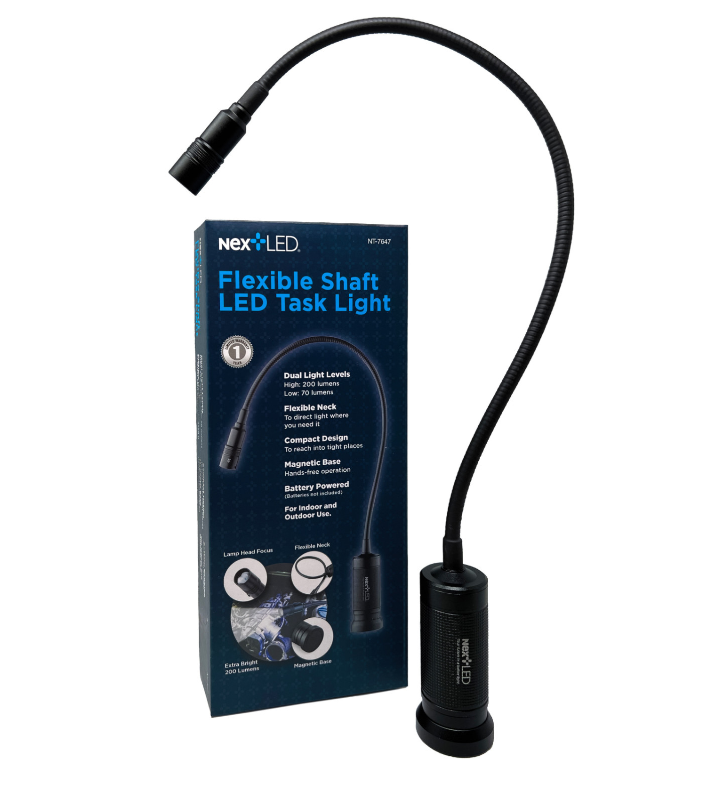 Cree LED Work Light 20'' Flexible Gooseneck & Magnetic Base, 200 Lumen, NextLED