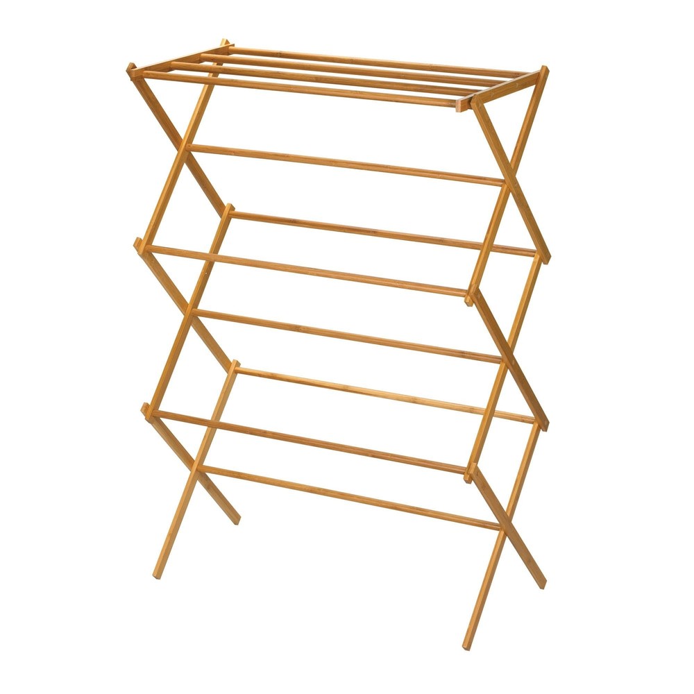 Household Essentials Bamboo Folding Clothes Drying Rack, Upscale Laundry Rack...