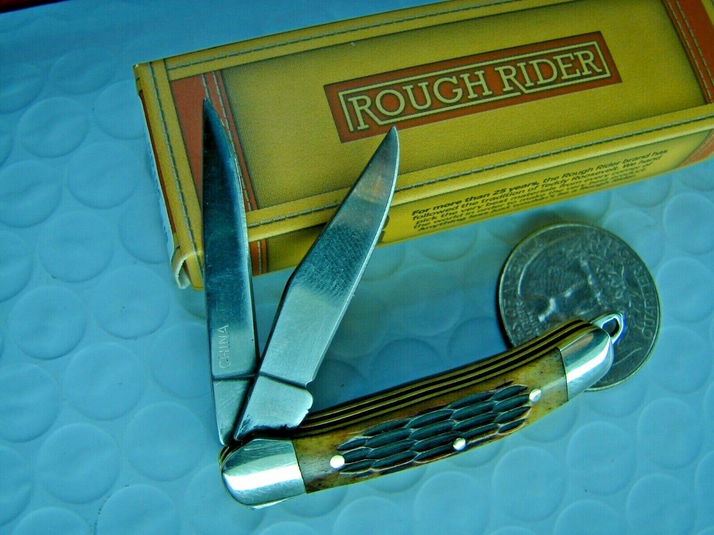 ROUGH RIDER BONE TINY MINIATURE COPPERHEAD SMALL KNIFE RYDER 186 TR KD