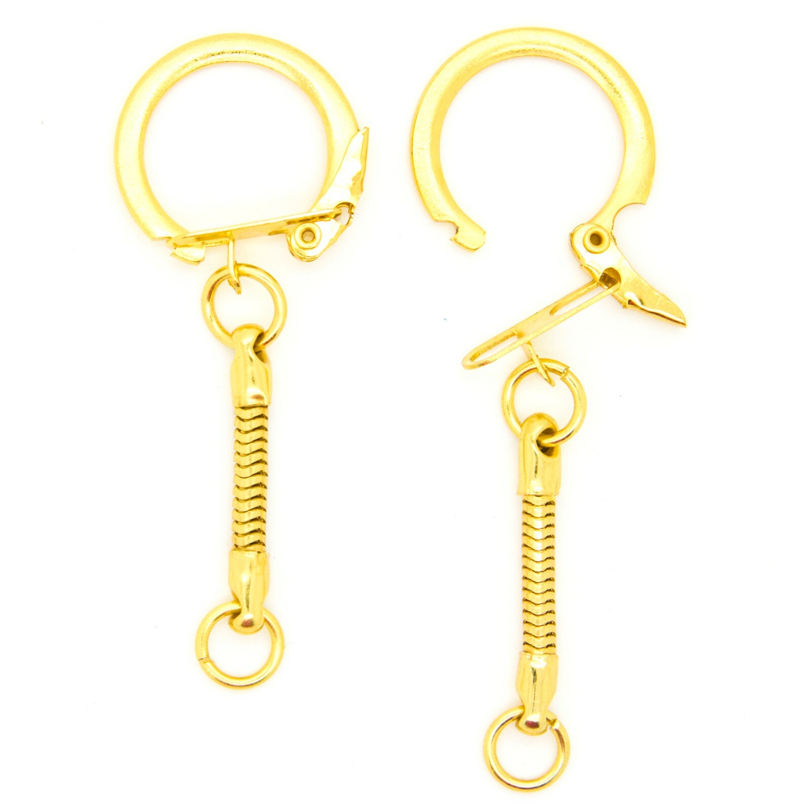 Lot of 25 KEY CHAINS ~ GOLD SNAKE CHAIN w/ SNAP END + JUMP RING ~ Craft Findings