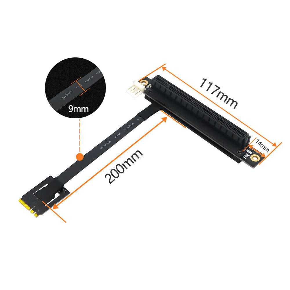 270 degree M.2(NGFF) Dual Key A-E To PCI-E 16X Adapter cable
