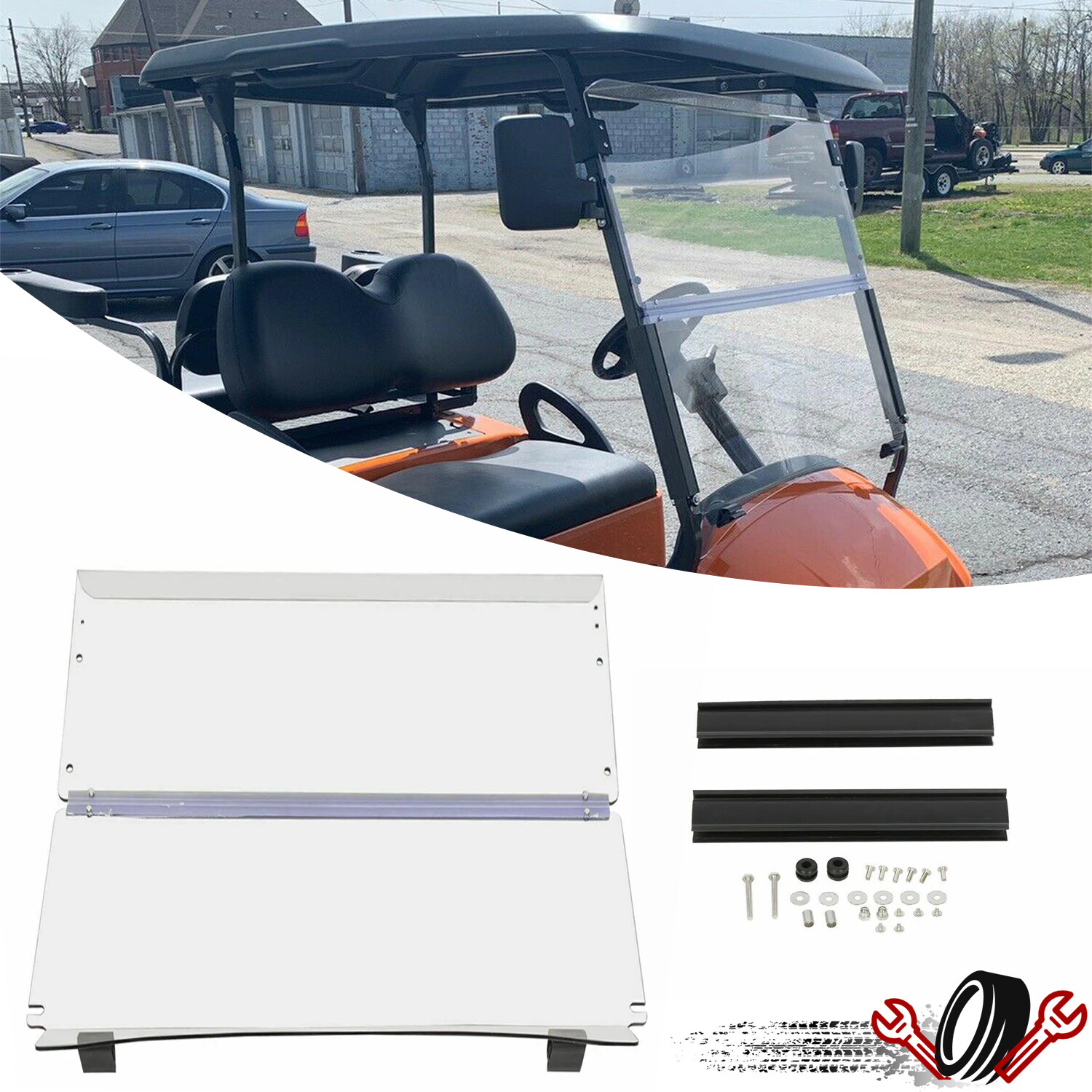 For Club Car Precedent 2004-UP Golf Cart Acrylic Fold Down Windshield - Clear