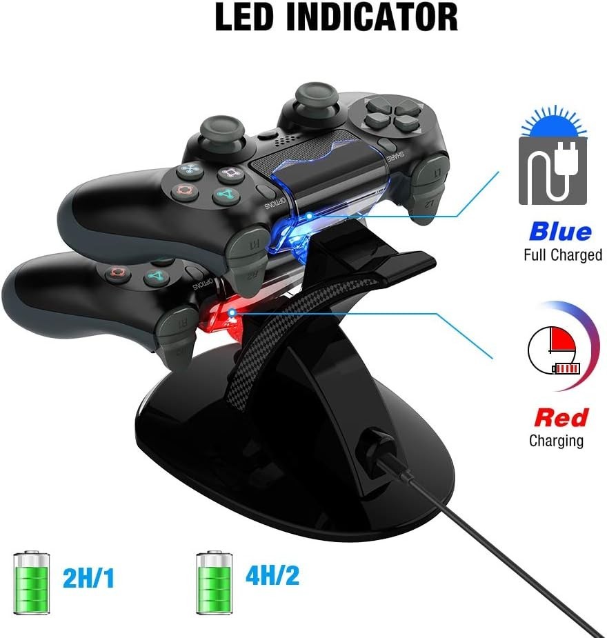 PS4 Charging Station with Short Circuit Protection - Charge Two Controllers Fast
