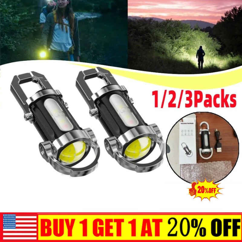 NEW Super Bright LED Mini Flashlight USB Rechargeable Pocket Keychain Torch
