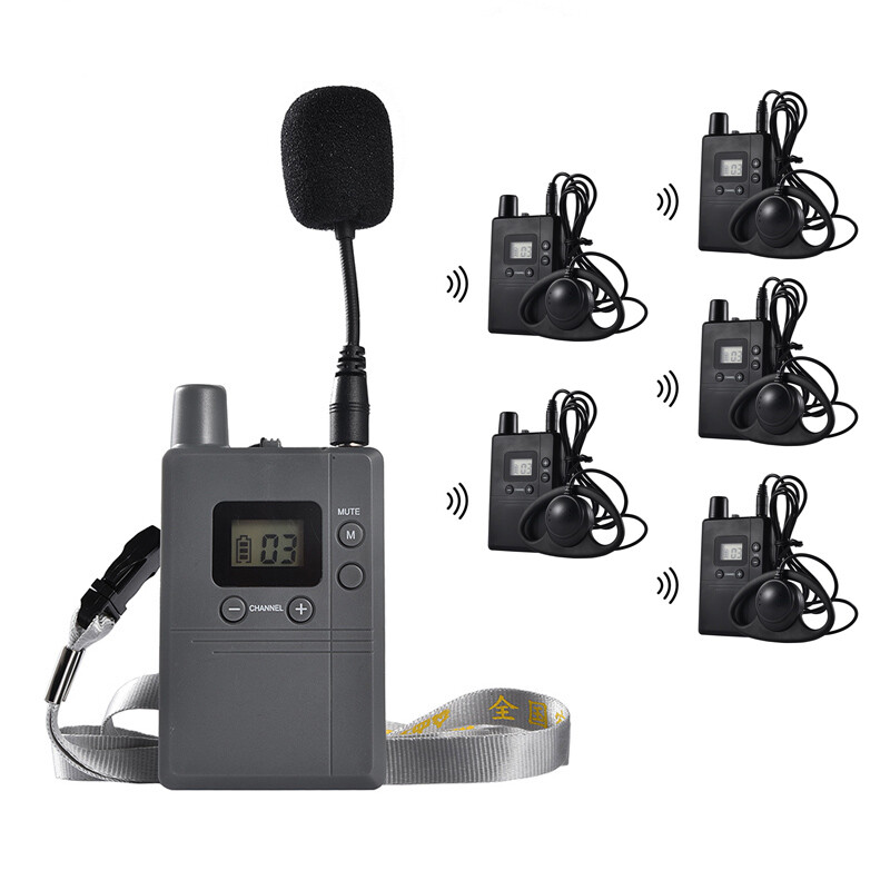 Wireless Whisper Tour Guide System 1 Transmitters 5 Receivers Audio Guide System