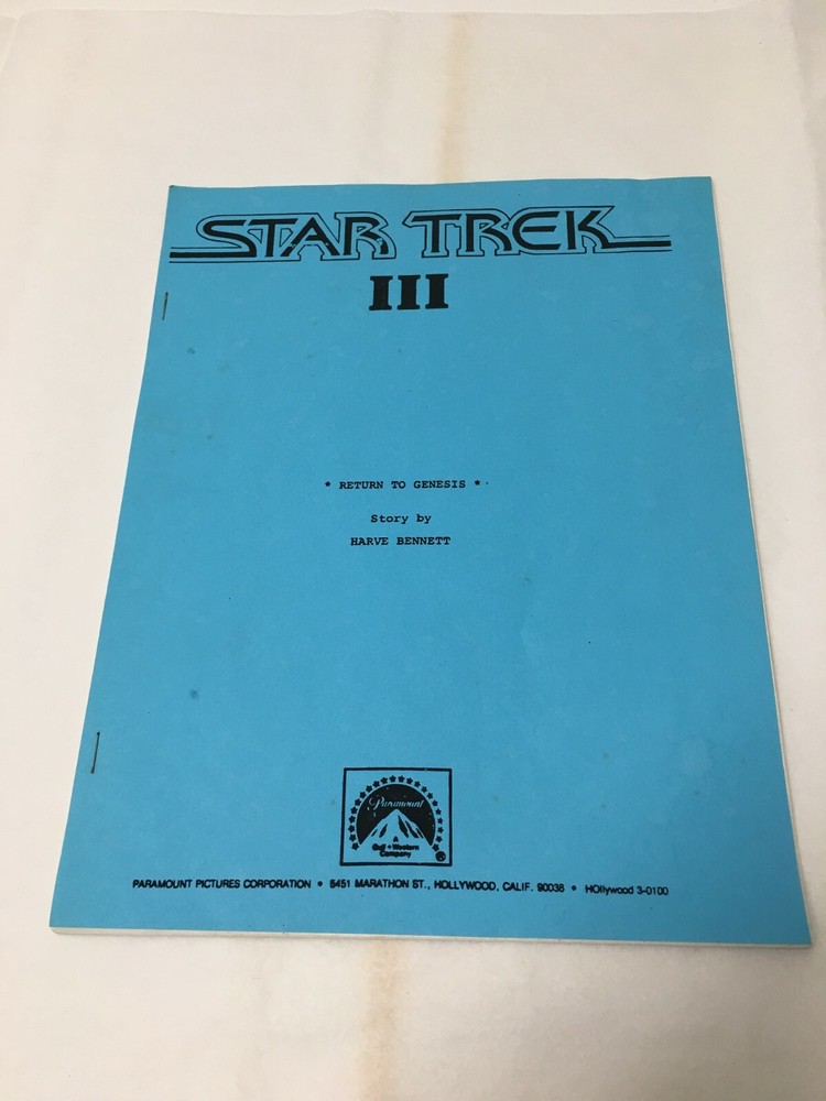 STAR TREK 3 Return to Genesis. Harvey Bennett. Paramount Pictures. Script? Three