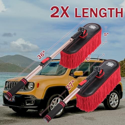 Car Duster Exterior Scratch Free with Extendable Handle,Wax Cuttingredduster2