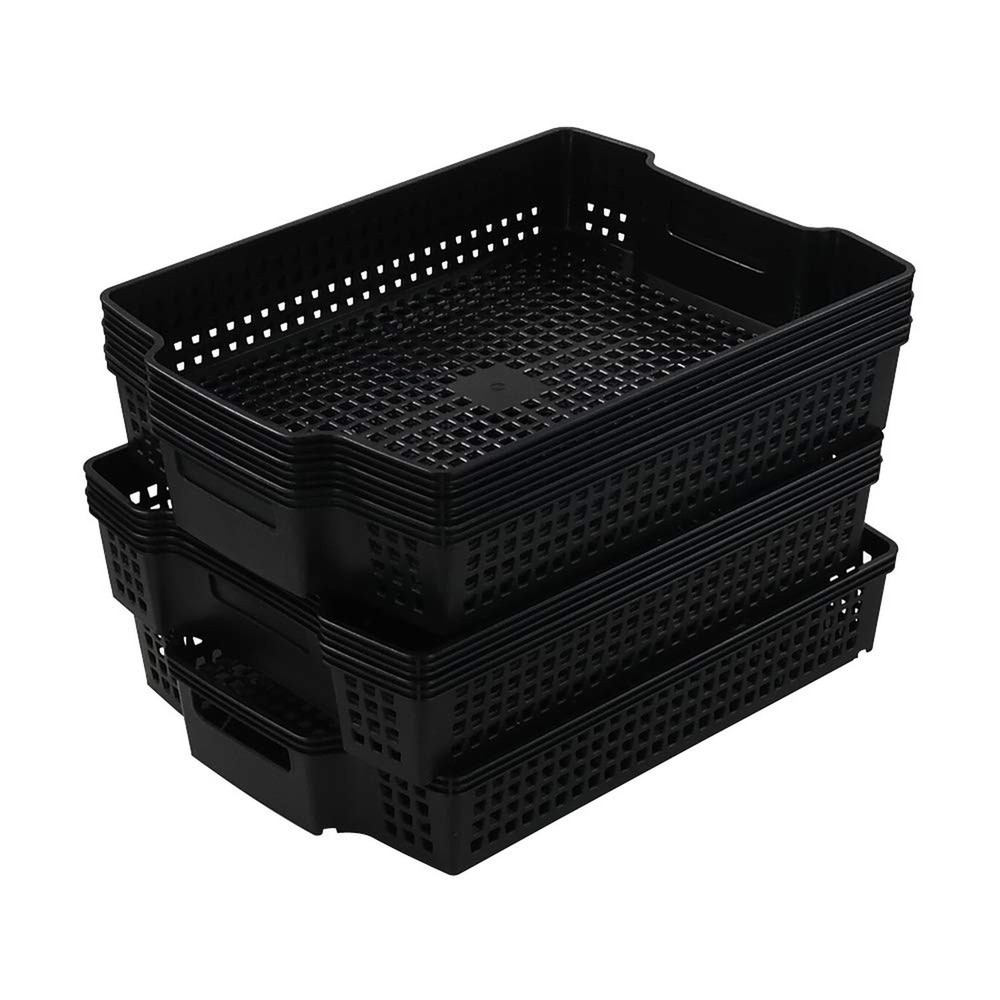 Stackable Kitchen Office Desk File Basket Trays, Black, 6 Packs