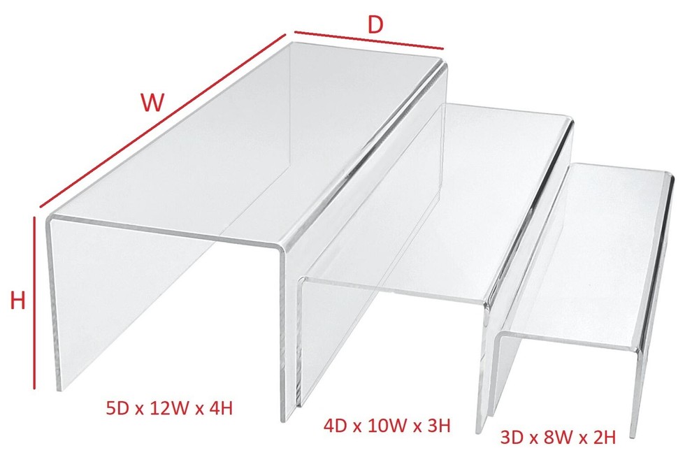 T'z Tagz Acrylic Step Display Stand Nesting Bar Style Riser Variation Set