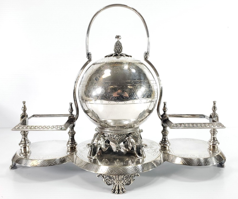 Fancy Antique Silverplate Serving Piece with Elephant Design