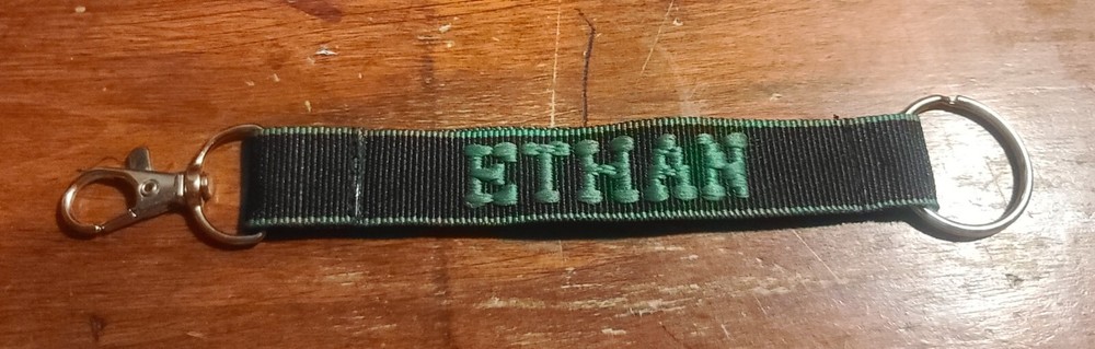 New Ethan Personalized Keychain Black and Green