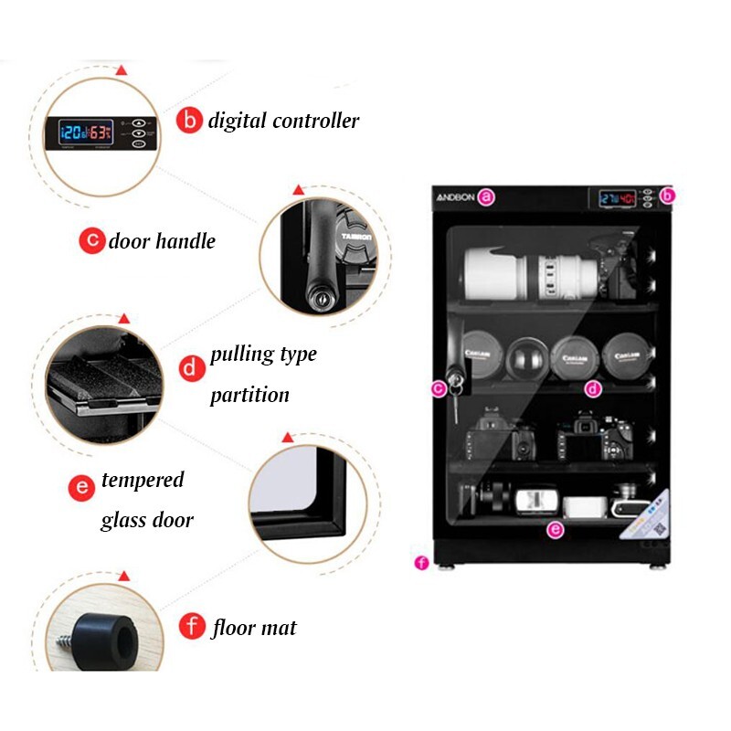80L Full Automatic Digital Camera Dehumidify Storage Moistureproof Box 4 Tiers