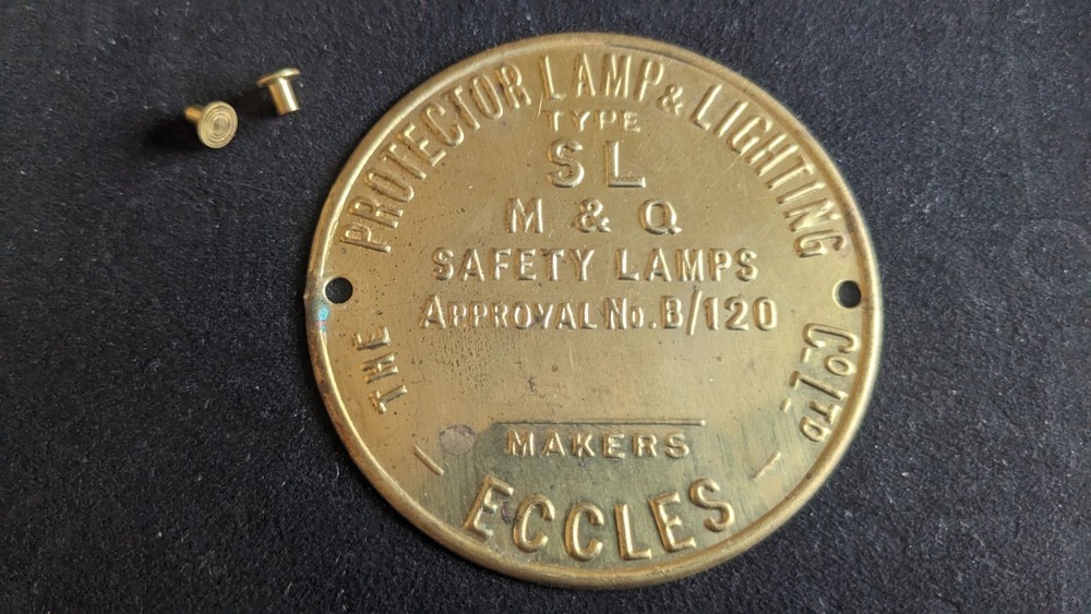 Protector Type SL  Replacement Miners Lamp Badge Brass