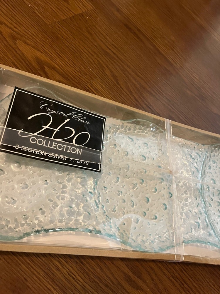 Crystal Clear Bubble Glass H2O Collection 3 Section Serving Tray