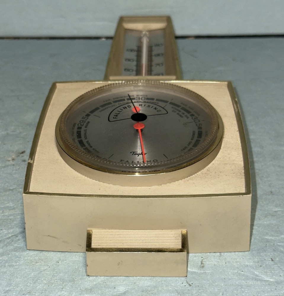 Taylor Wall Mounted Thermometer / Barometer 9.5" Tall Tan Plastic