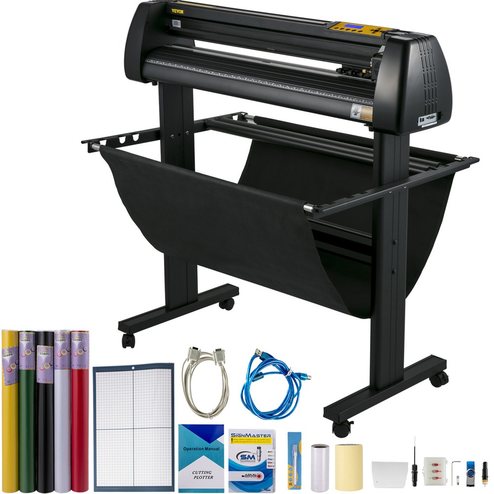 VEVOR 34" Vinyl Plotter Cutting Machine Kit w/Sign Software 3 Blade LCD Screen