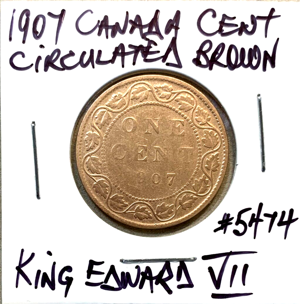 1907 Canada Large Cent Circulated Brown King Edward VII