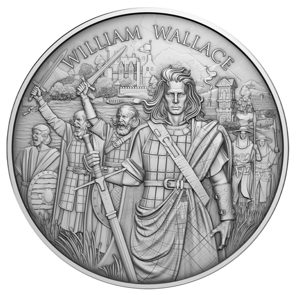 1 Troy oz William Wallace Design .999 Fine Silver Round