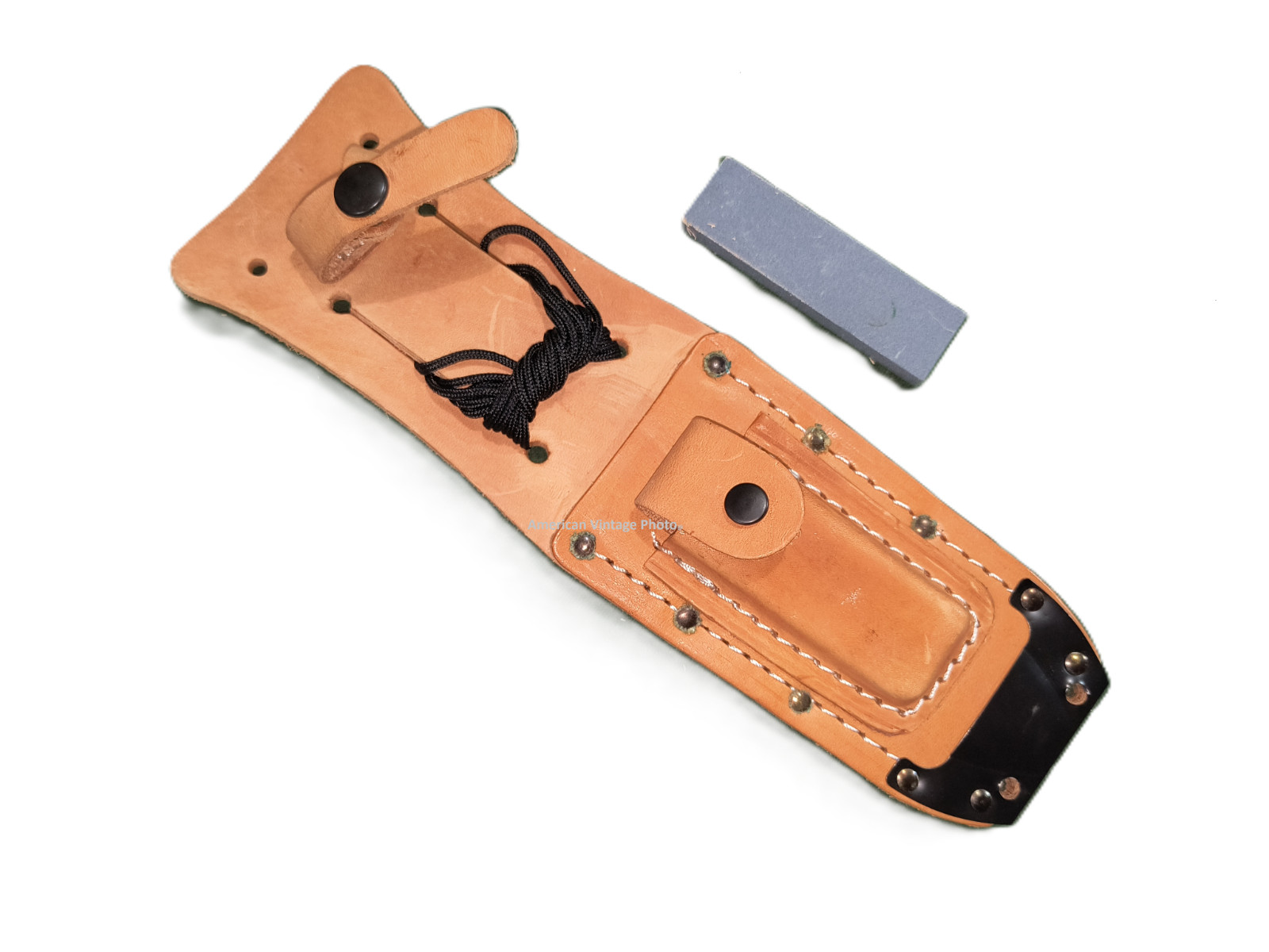 Military Ontario Sheath Scabbard OKC Leather 499 USAF Pilot Survival + Stone