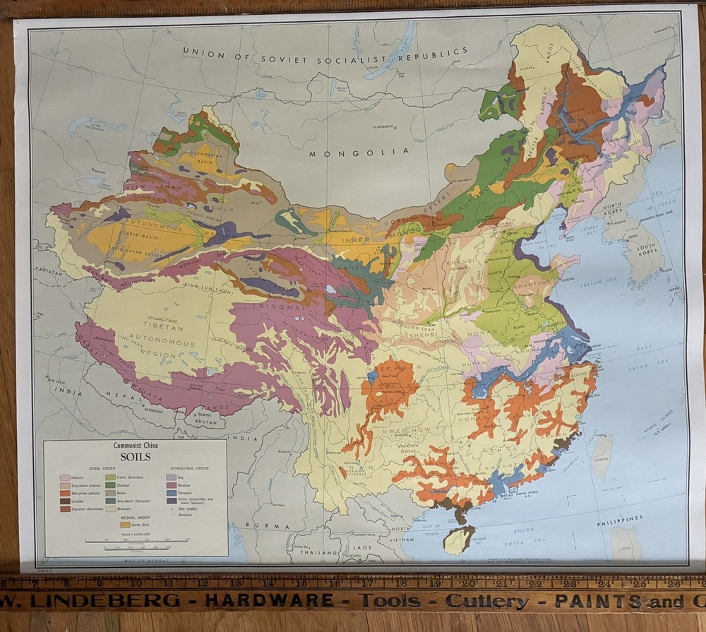 Vintage Communist China Soils Map Original