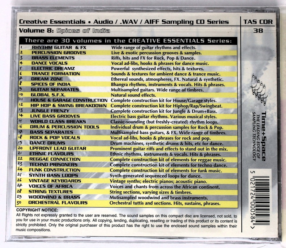 Zero-G Creative Essentials 8 Spices Of India Sample/Sound Library/Sampling CD