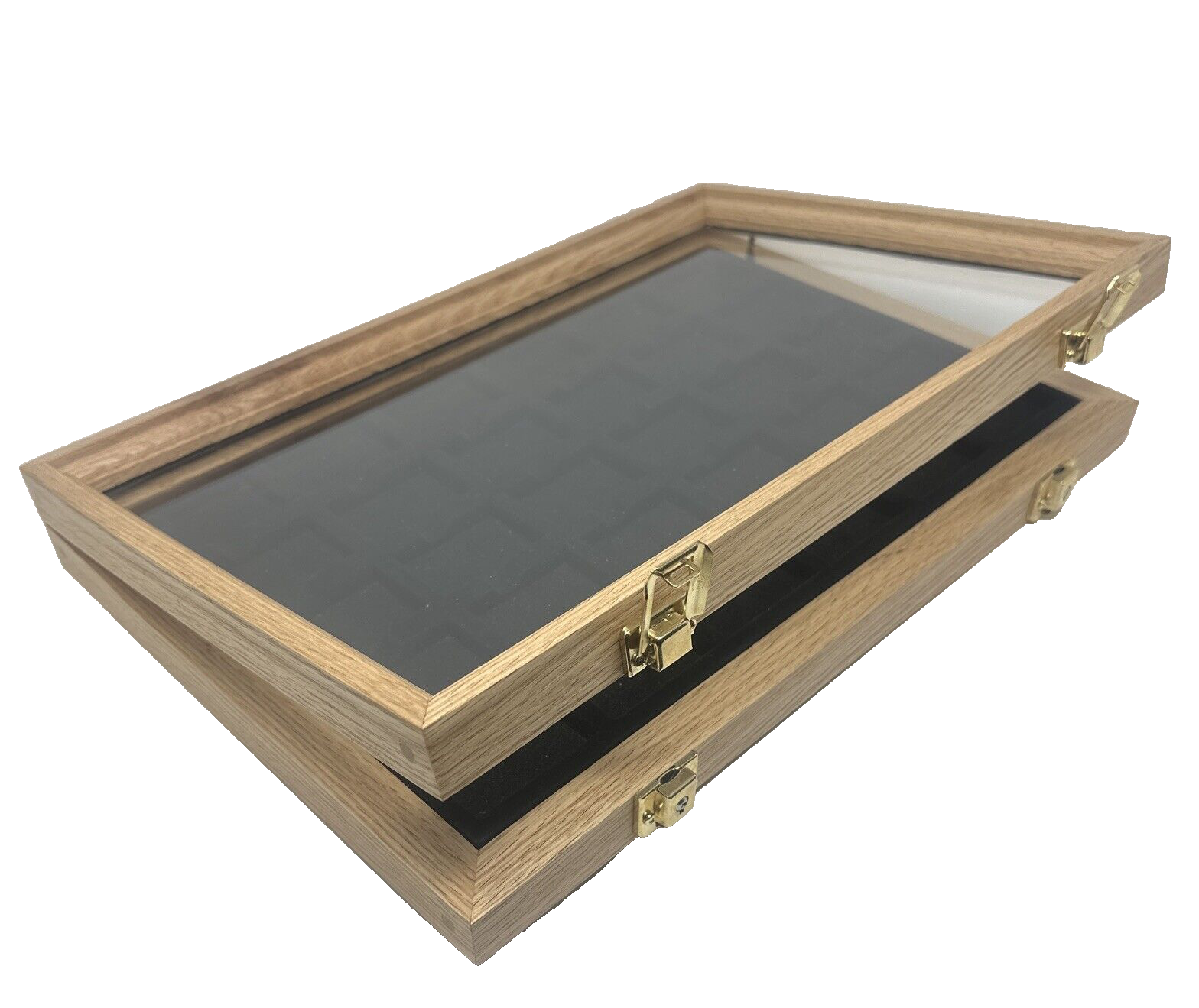Black Lighter Insert Oak Wood Display Case 12 X 18 X 2 with 30 Black Compartment