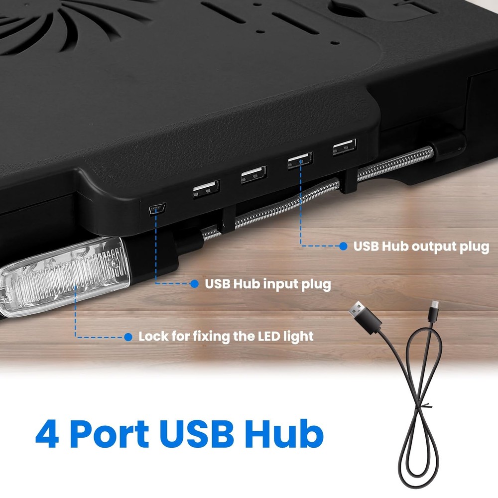 Folding Laptop Lap Desk, Height & Angle Adjustable Table, Black