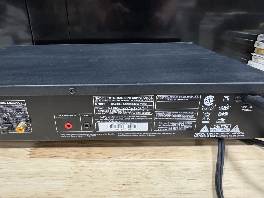 NAD C546BEE Single CD Player Without Remote with USB and Optical Outputs