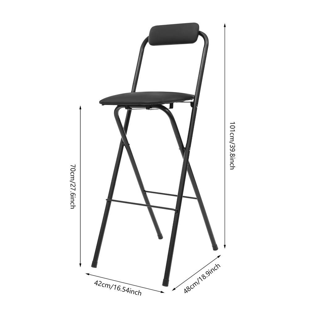 70cm Folding Bar Stool with Backrest, Tall Foldable Stool Chair Portable 1 Pc