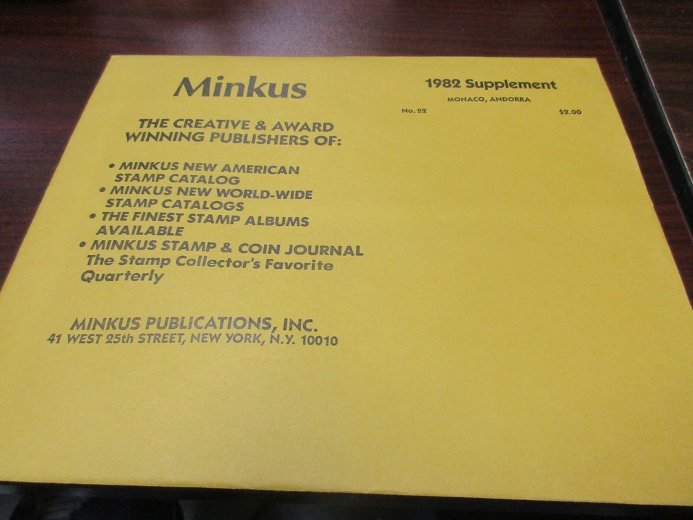 "MINKUS"  1982  SUPPLEMENT  MONACO, ANDORRA     W/FREE SHIPPING!!!