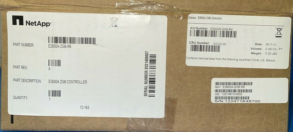 NetApp PN:E2600A-2GB-R6 CONTROLLER DRIVE MODULE I/F-4 100120-113