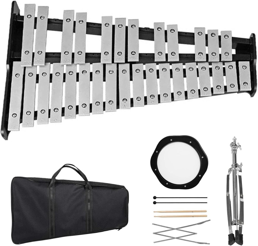 Giantex Percussion Glockenspiel Bell Kit 30 Notes with Carry Case, Practice Pad,
