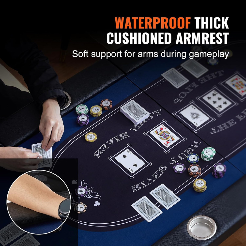 10 Player Poker Table Foldable, Portable Folding Card Board Game Table, Casino L