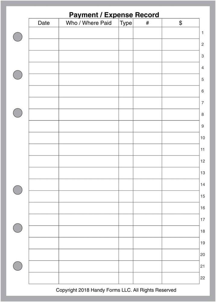 A6 Size Expenses and Check Register Insert, for 6-Ring Binders (4.1" x 5.8”). Th