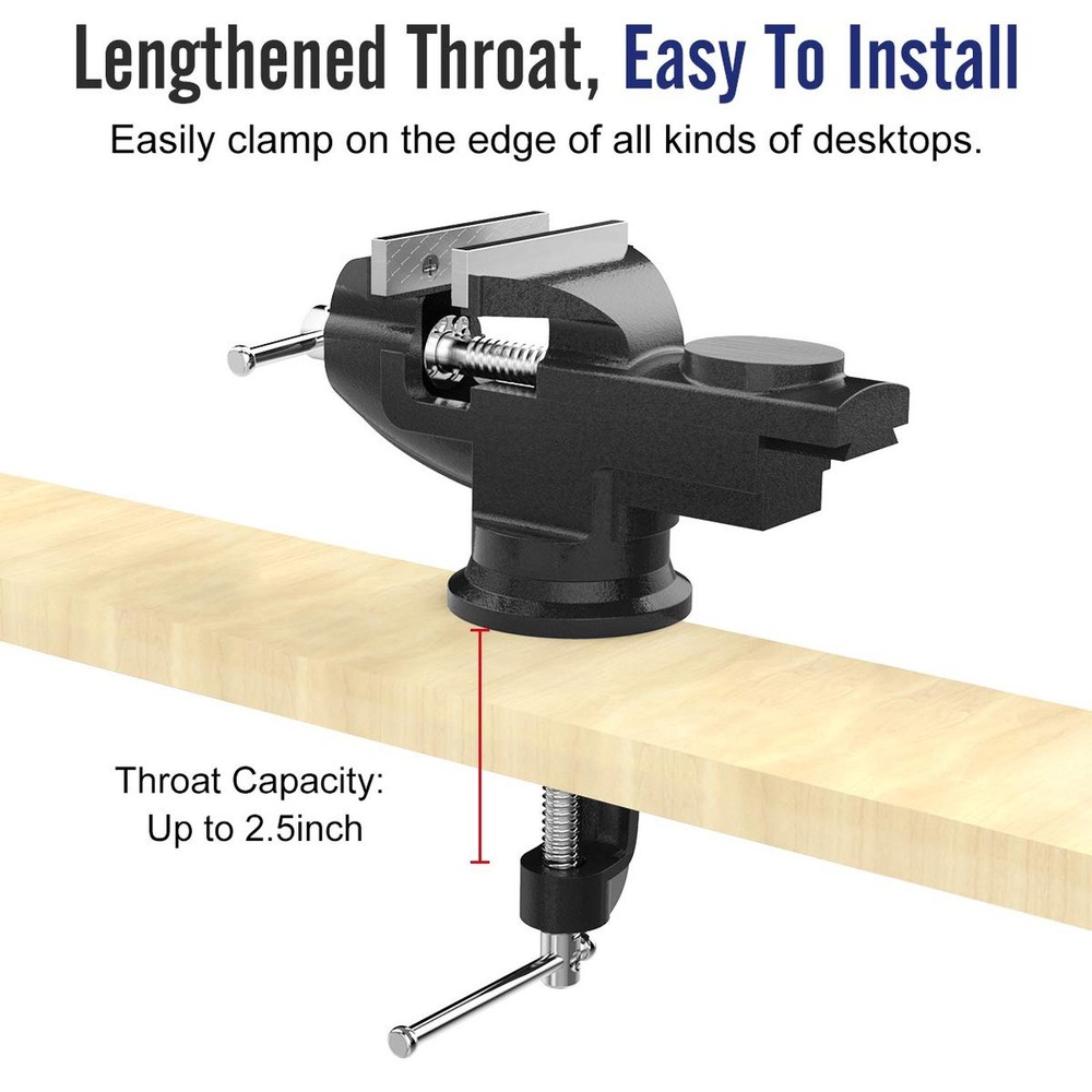 Housolution 3 Inch Universal Swivel Base Table Vise, 360°Rotating Bench Cla