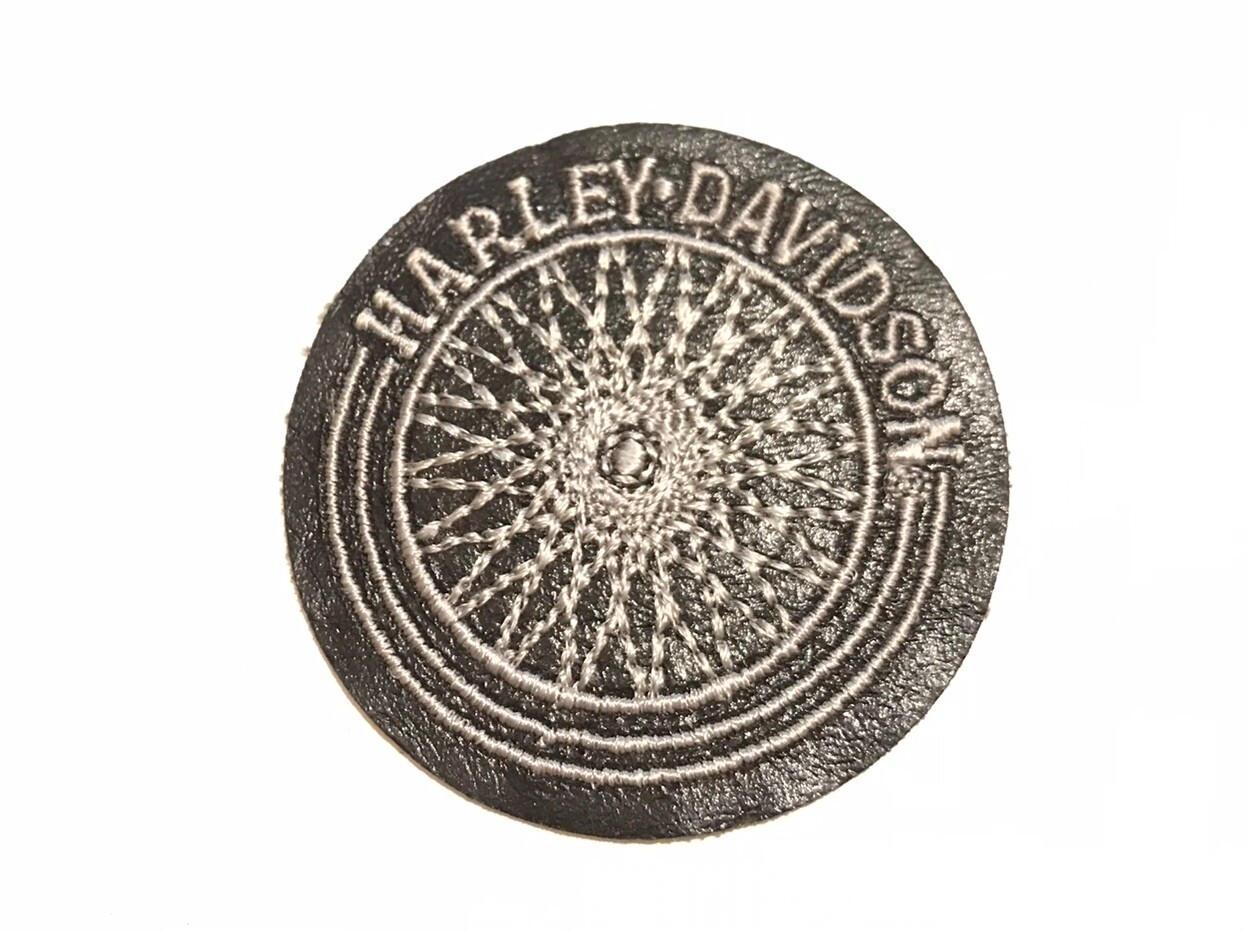 NOS 3” Harley Davidson Wheel Spokes patch Black Leather Motorcycle HOG Circle