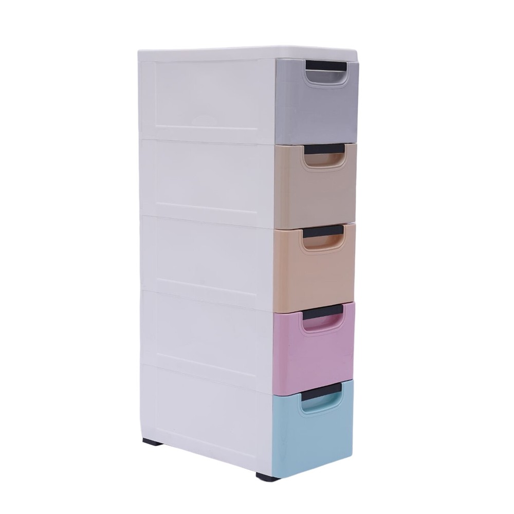 Stackable Clothes Storage Box Heavy Duty Plastic Storage Cabinet w/5 Drawers