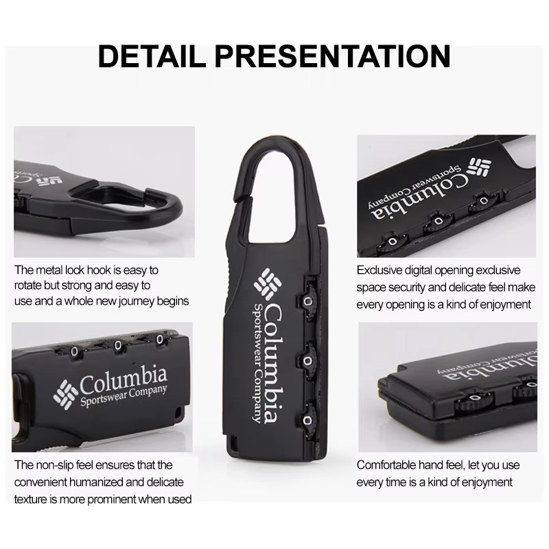 Mini Backpack Zipper Padlock with 3 Digits Combination for Luggage Suitcase