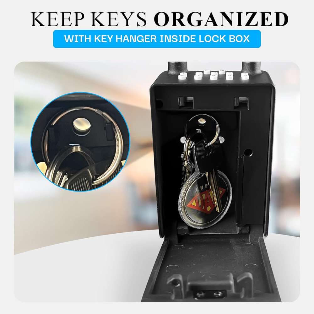 Bluetooth Key Lock Box - Smart Wall Mount, Keyless Entry, Waterproof, Extra Larg