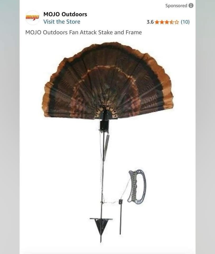 MOJO Tail Fan Attack Stake and Frame Tom Turkey Decoy 100' Control Blind