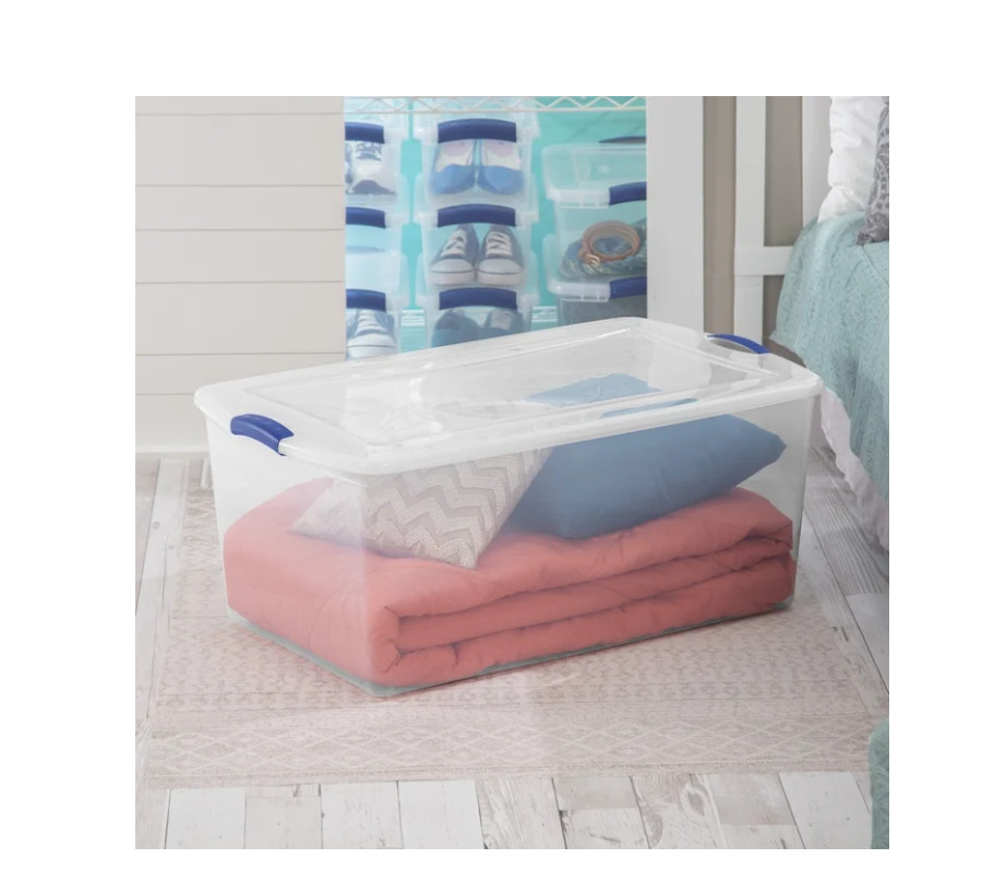 Sterilite 105 Quart Extra-Large Latching Storage Bin, Clear Plastic Storage Cont