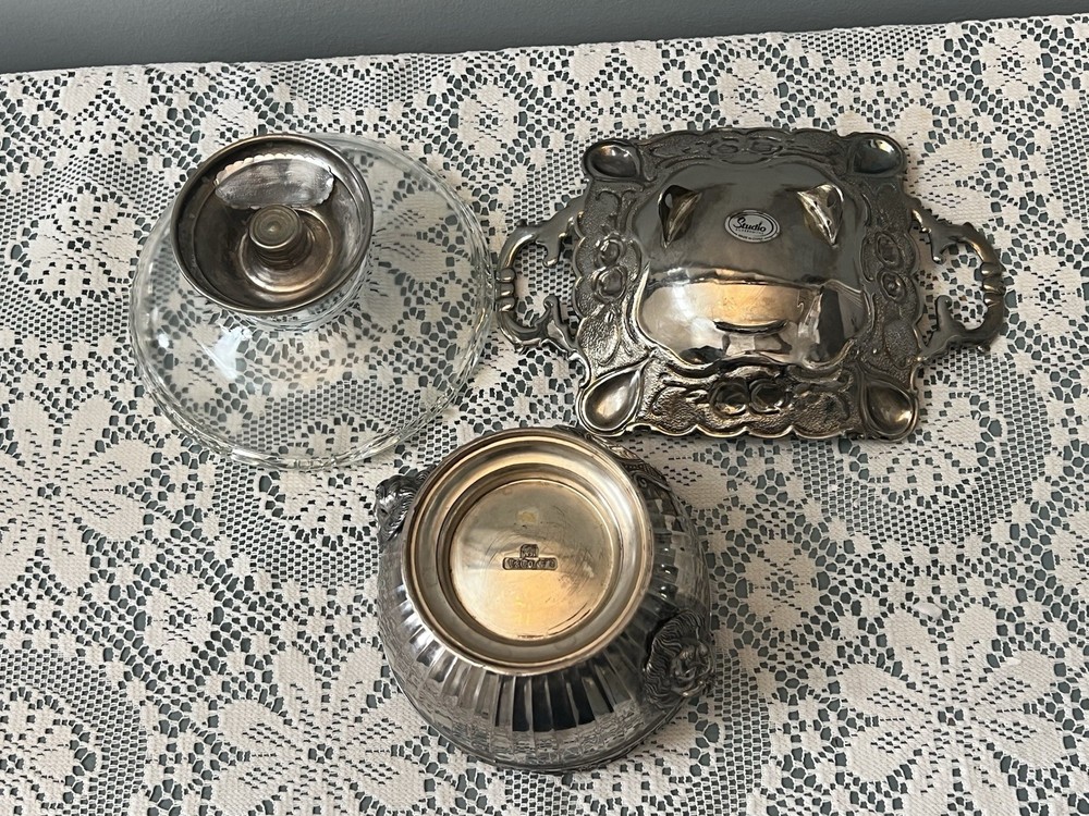 Lot of 3, Silver-plate Candy Dish / Bowls snacks treats, trinkets - D3