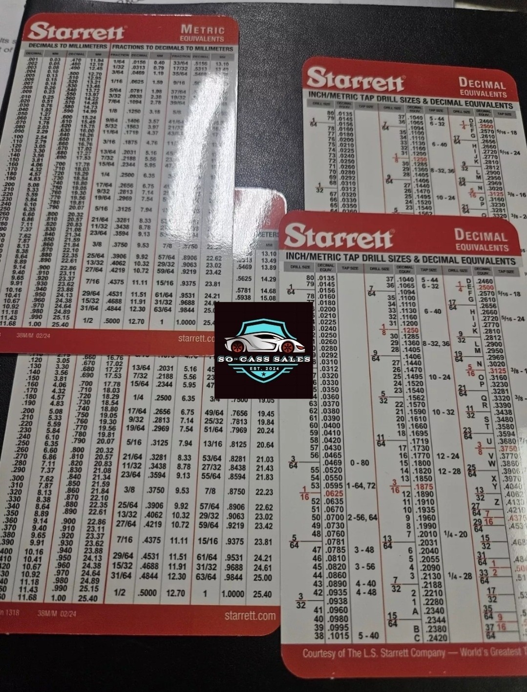Pocket Starrett Metric and Decimal Equivalents Chart Machinist F1/E6