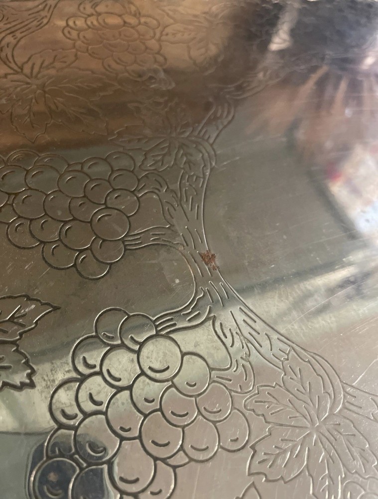 Vtg Godinger Silver Plated Rectangular Tray Grapevine Design w/ Handles