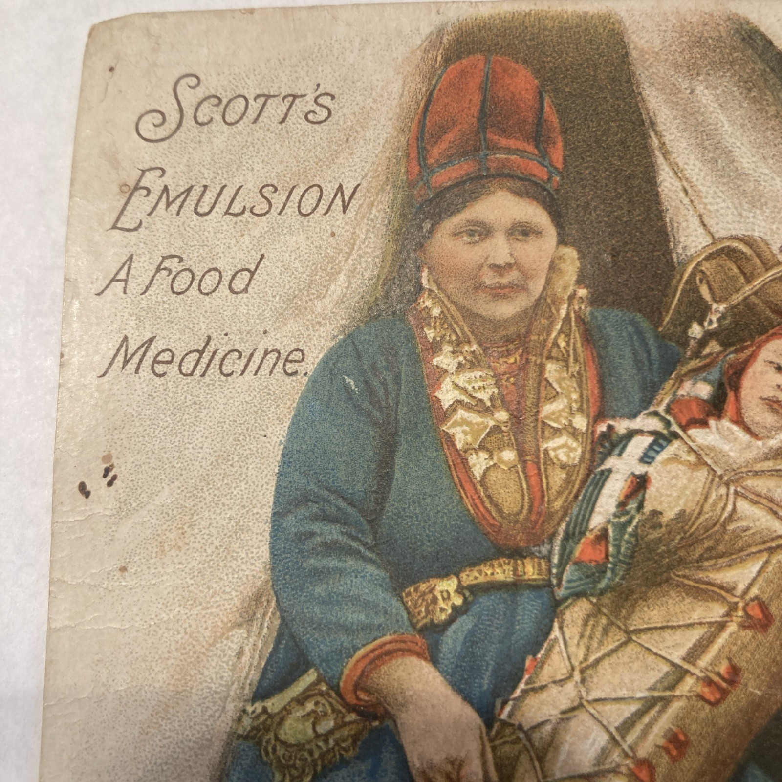 Scott's Emulsion Victorian Trading Card Scott& Brown NY Norwegian Mother & Baby